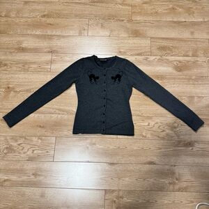Women's Gray Cardigan Cat Sweater